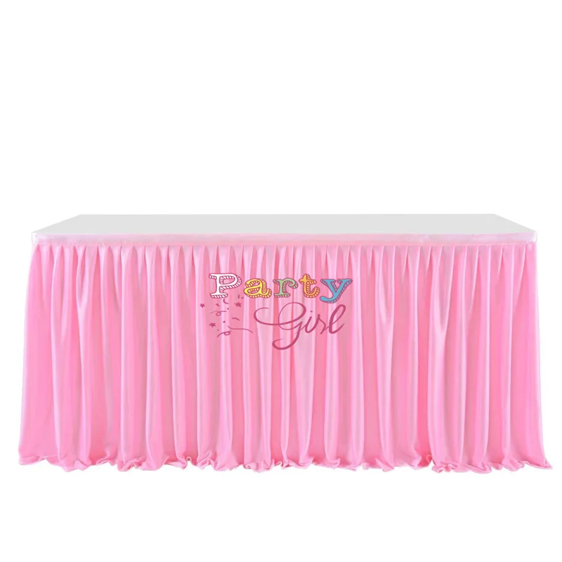 3 Layer Pleat Ice Silk Table Skirt Banquet Wedding Tablecloth Skirting Event Party Christmas Decoration
