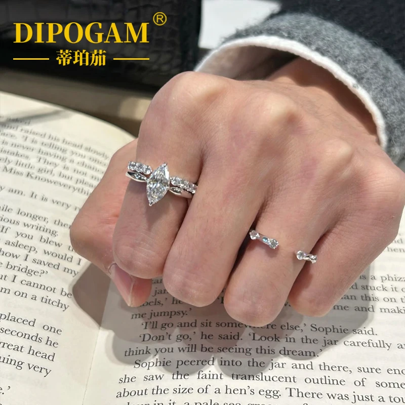 Anello marquise in moissanite set in argento per donna_voghion.com