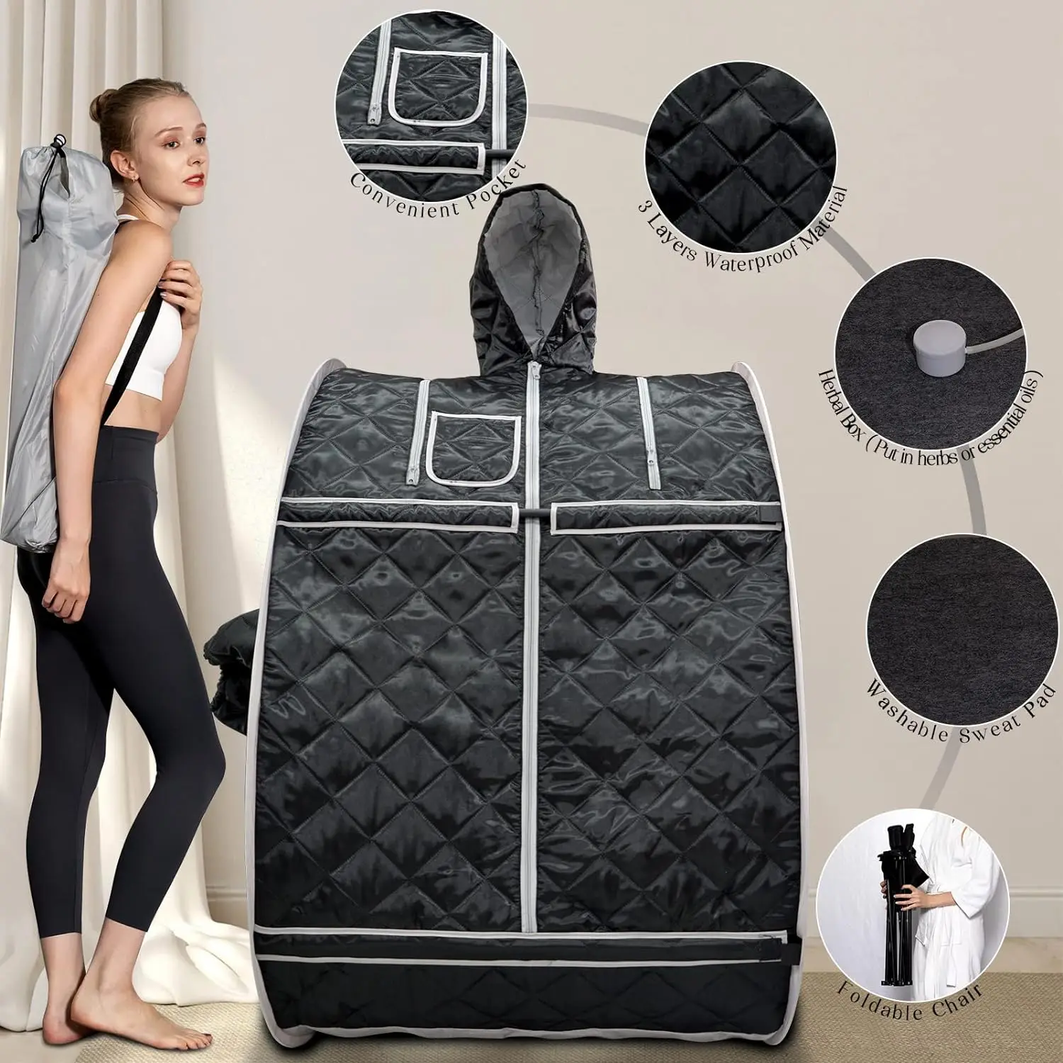 Portable sauna Folding Steam Sauna SPA Room Tent Box with Steamer One Person Weight Loss Full Body Slimming 사우나 3