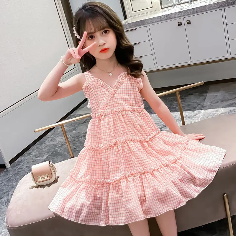 

2023 New Summer Girls Dress 11 Children's Clothing 7 Splicing Elegant Casual Princess Dresses 2 to 12 Year Girls 10 Kids Clothes
