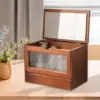 Wooden Cosmetic Makeup Organizer Large Makeup Storage Box Organization and Storage Case for Desk Dorm Vanity Dresser Countertop 2
