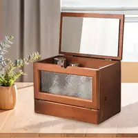 Wooden Cosmetic Makeup Organizer Large Makeup Storage Box Organization and Storage Case for Desk Dorm Vanity Dresser Countertop 2
