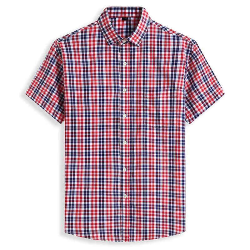 Cotton Men's 5XL 6XL 7XL 8XL 12XL Plus Size Fashion Casual Classic Style Comfortable Plaid Short Sleeve Shirt casual short sleeved shirt short sleeved shirt