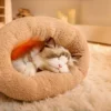 ​​Cozy Burrow Bed: Thermal Winter Cat Cave with Enclosed Sleeping Bag Design - Snuggle Sanctuary for Anxious Cats & Small Dogs 5
