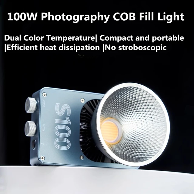 S100 100W Photographic Camera Light Dual Color COB Fill Lights For Outdoor Mini Size CRI96 Dimmable Portable Handheld Fill Light 1