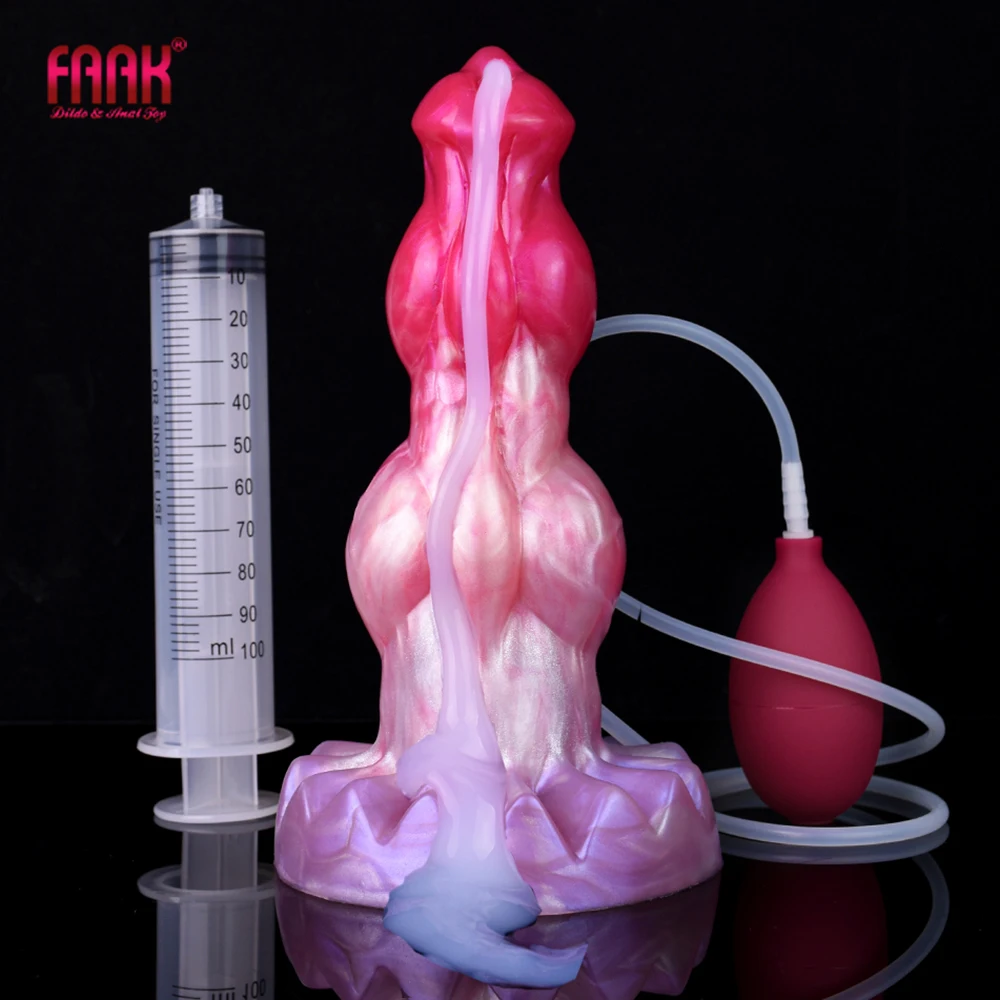 

FAAK Fantasy Knot Ejaculation Penis Large Beads Anal Dildo Silicone Squirt Dildo With Sucker Spray Liquid Sex Toys For Women