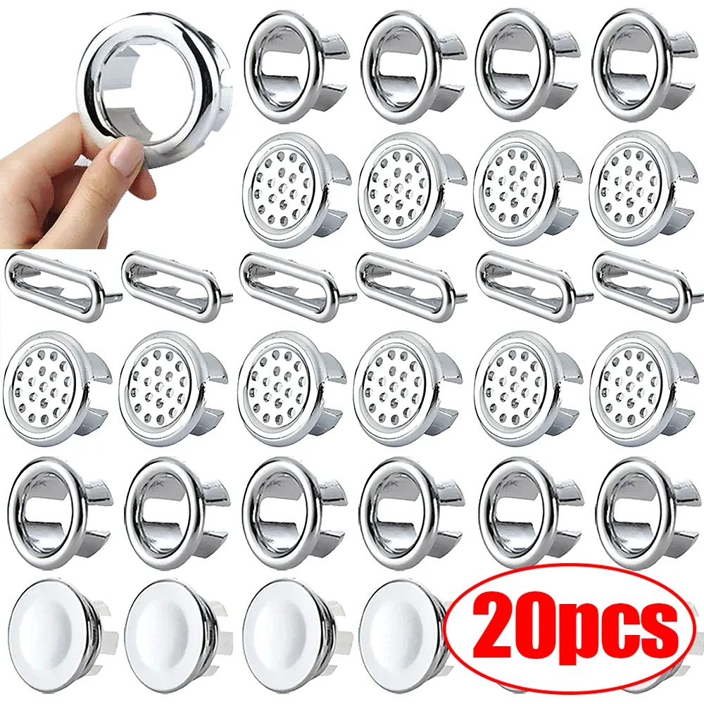 Sink Overflow Cover Basin Drain Ring Sink Overflow Ring Drain Cover Replacement Home Bathroom Kitchen Sink Wash Basin Trim Overflow Cover Hole Insert Round Caps