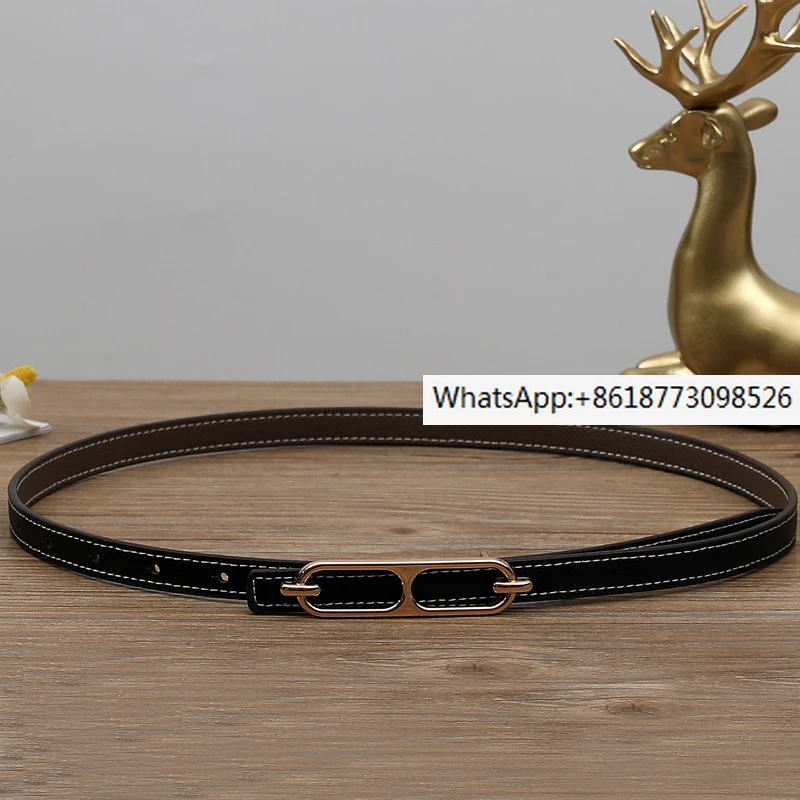 

【 Double sided dual use 】 Design sense niche leather thin belt women's cowhide small belt women's decorative narrow belt