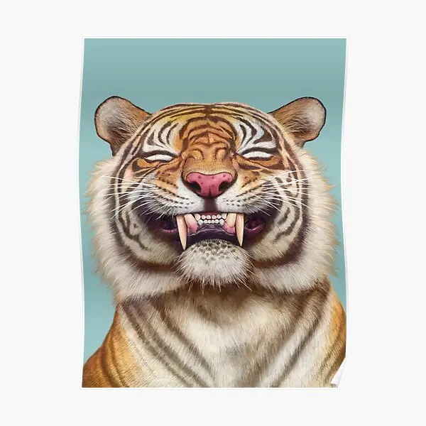 

Smiling Tiger Poster Painting Funny Modern Art Print Room Picture Decor Vintage Mural Wall Decoration Home No Frame