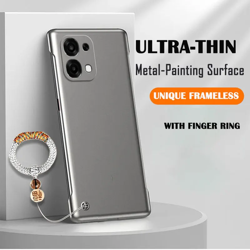 Frameless Slim Matte Hard Back Cover Case with Lucky Ring - ShockProof s