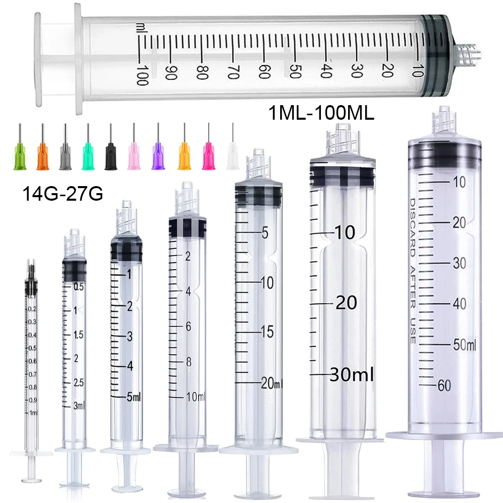 25-2Pcs 1ml-100ml Plastic Reusable Luer Lock Syringe For Lab Measuring Feeding Animal Kithchen Tool Fill Liquid Glue and Ink