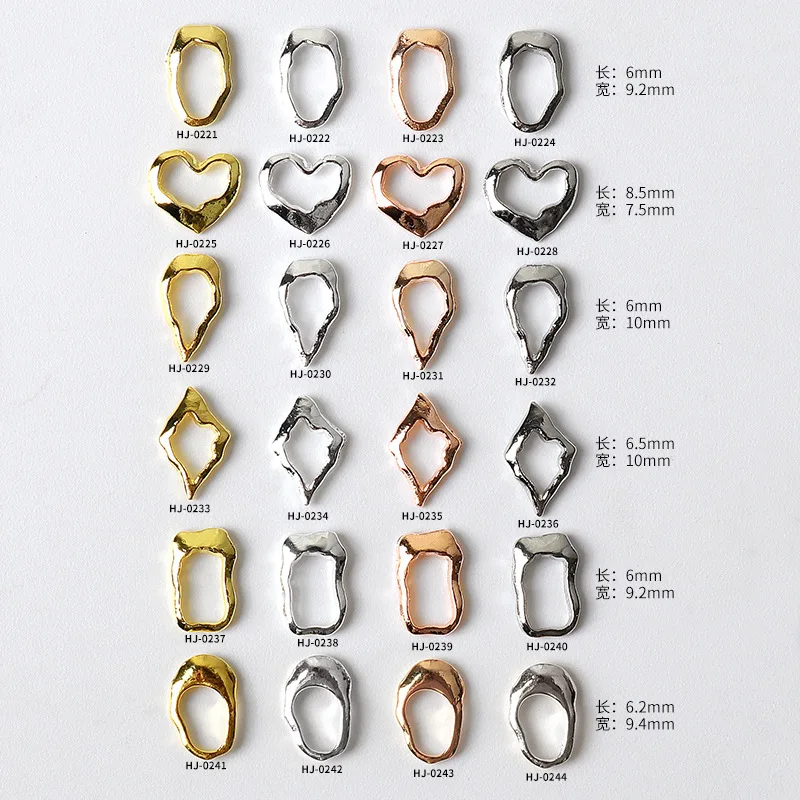 

30pcs New Hollow Design Nail Art Charms Frame Mix Irregular Shape Nail Decorations Alloy Heart Nail Punk Rhinestones Accessories