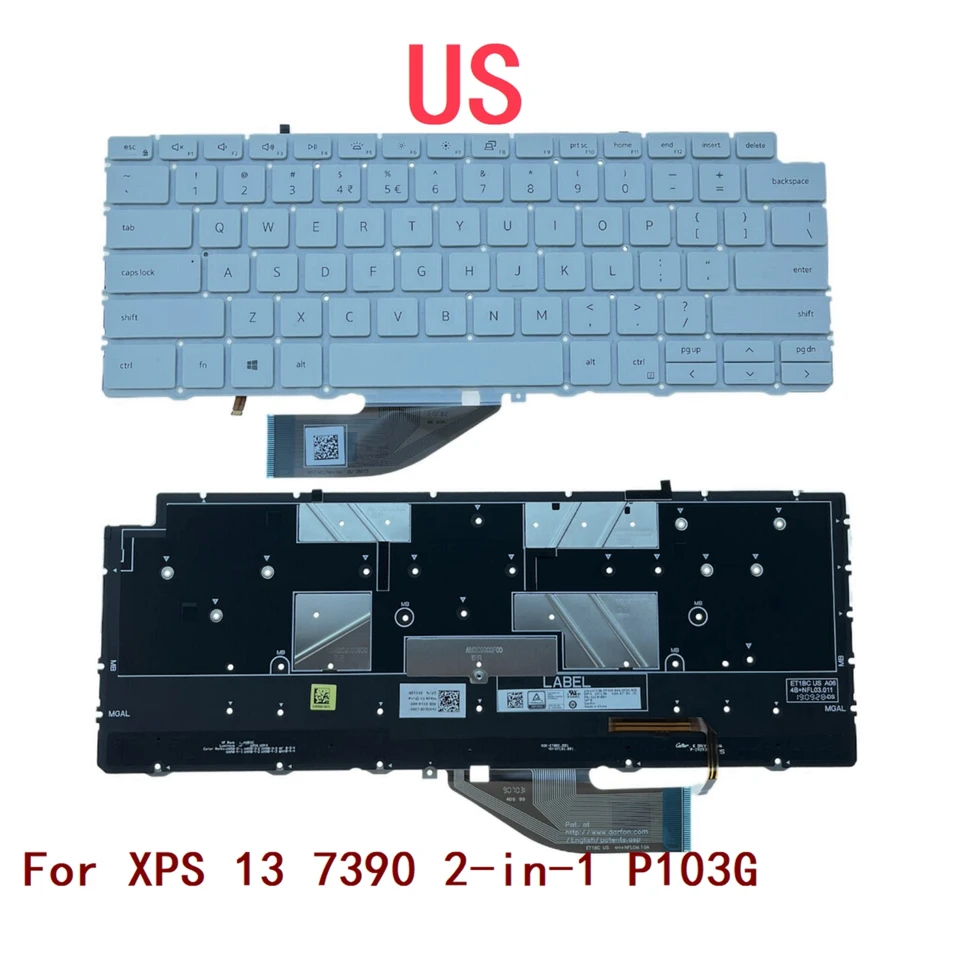 Clavier AZERTY Français Pour Dell XPS 13 7390 2-en-1 - Rétroéclairage - Neuf