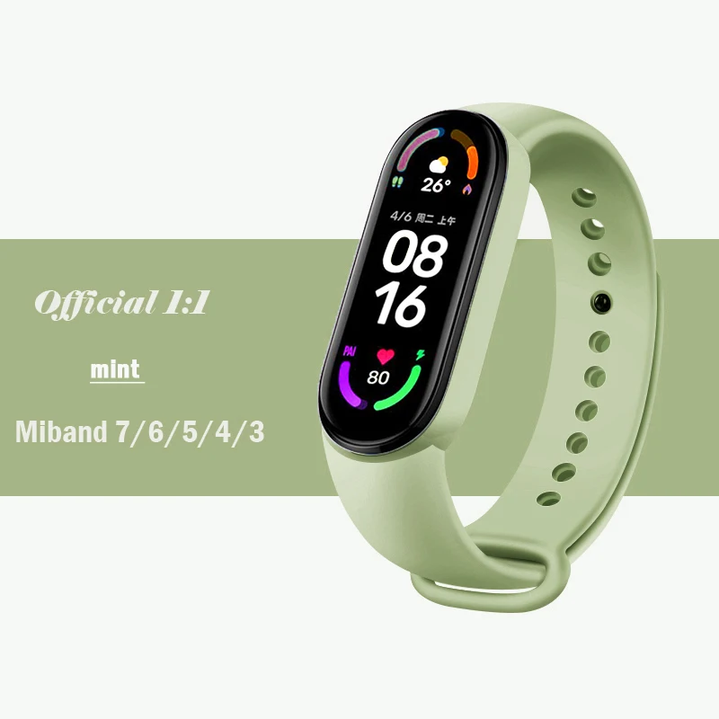 thumbnail image 1 of Bracelet pour Xiaomi Mi Band 7 6 bracelets de montre Miband6 NFC silicone haute qualité remplacement correa mi band 7 6 3 4 5 montre bandes de Sport, 1 of 5