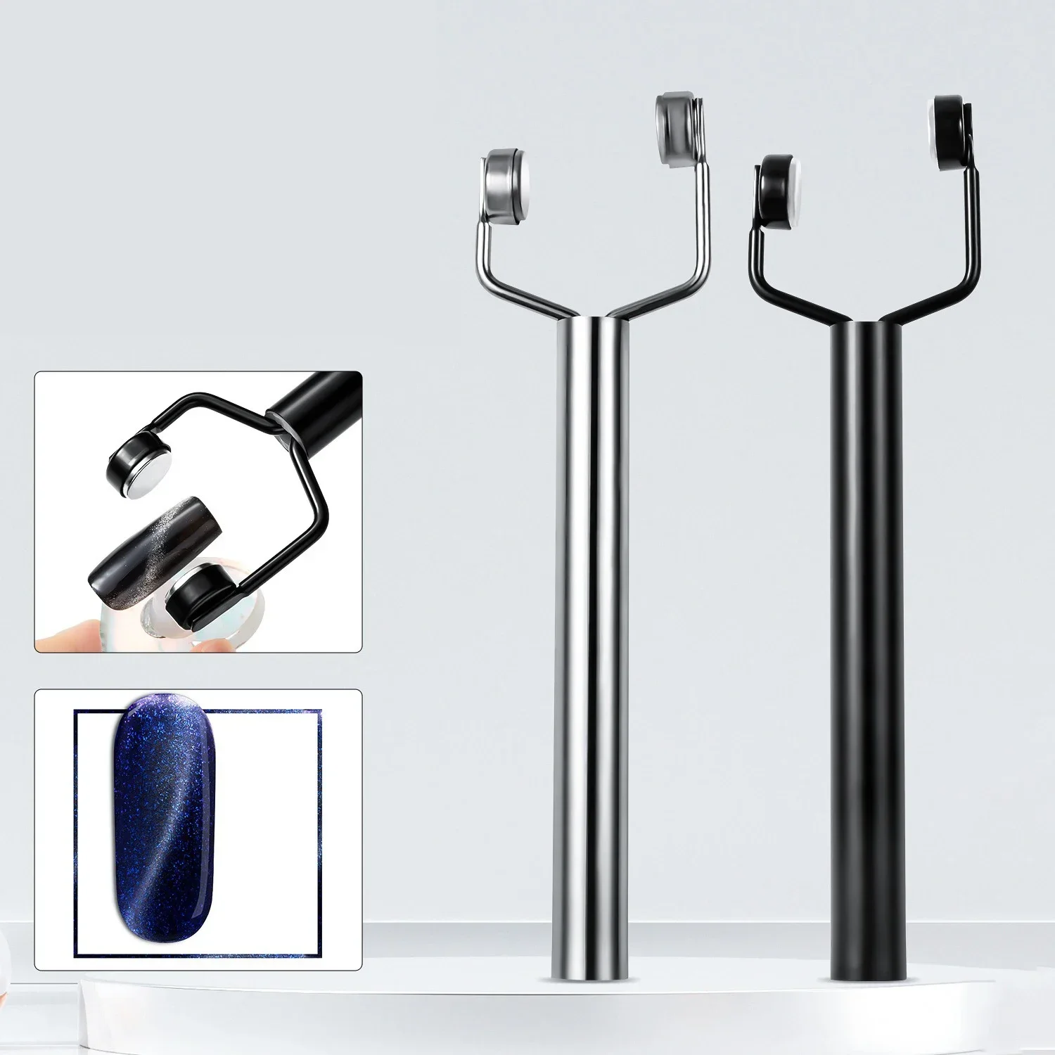 Magnetic Nail Art Tools Cat Eye Nail Tool Magnetic Nail Tools Magnetic Nail Pen Nail Care Tools Y-Shaped Strong Magnetic Cat Eye Nail Art Tools Double Head Nail UV Gel Polish Magnetic Attraction Effect Manicure Magnet Stick