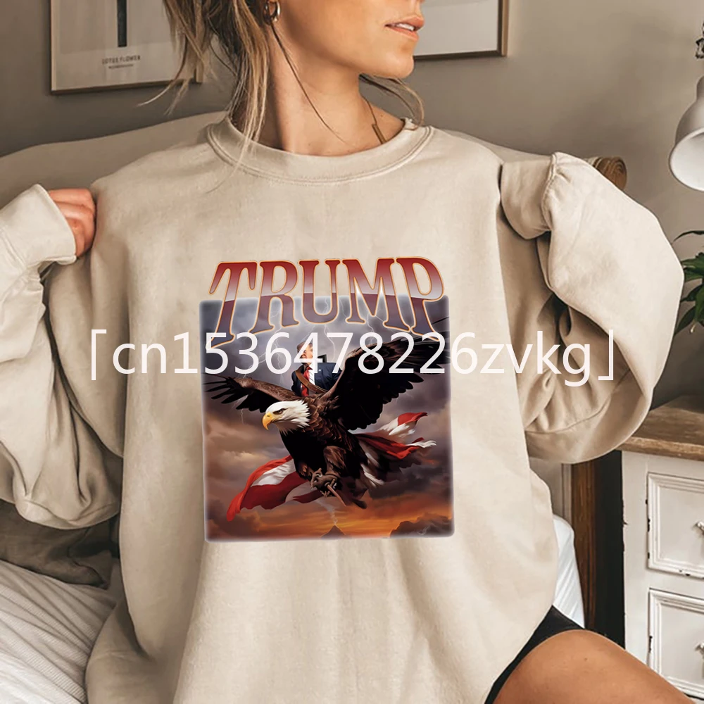 

Retro Donald Trump Eagle Sweatshirt Trump 2024 Shirt Funny Trump Sweater Eagle Graphic Hoodie Unisex Long Sleeves Tops