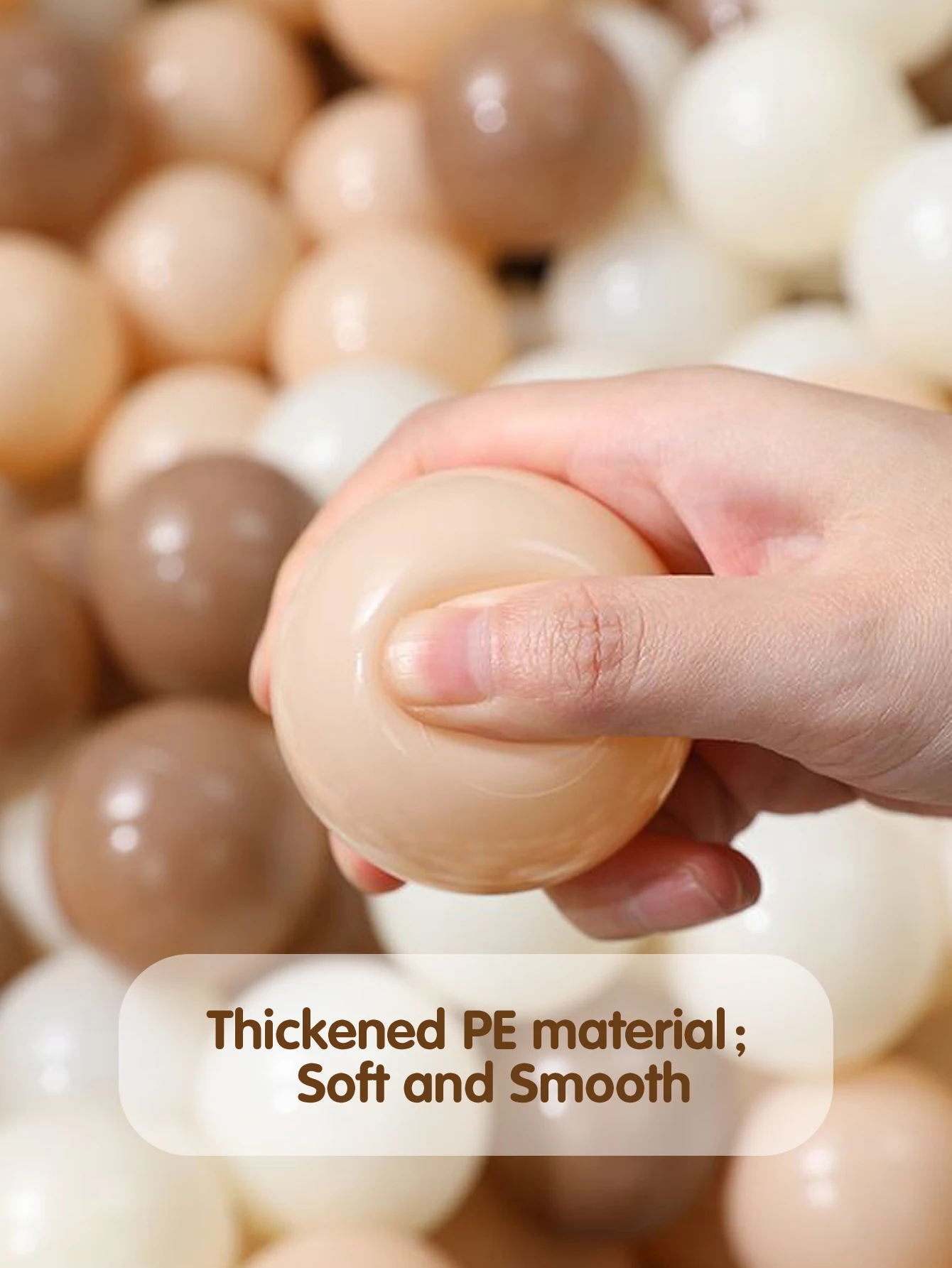 5.5CM 100pcs Soft Ball Pit Balls Crush Proof Plastic Balls With Reusable Net Bag for Kids Coffee Beige Cream Brown Mix Colours 2