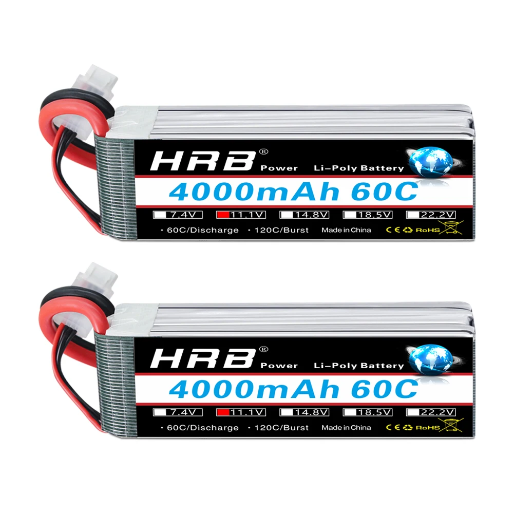 HRB 3S Lipo Battery 4000mAh 11.1V 60C for RC Airplanes, Helicopters, Cars, Trucks, Boats