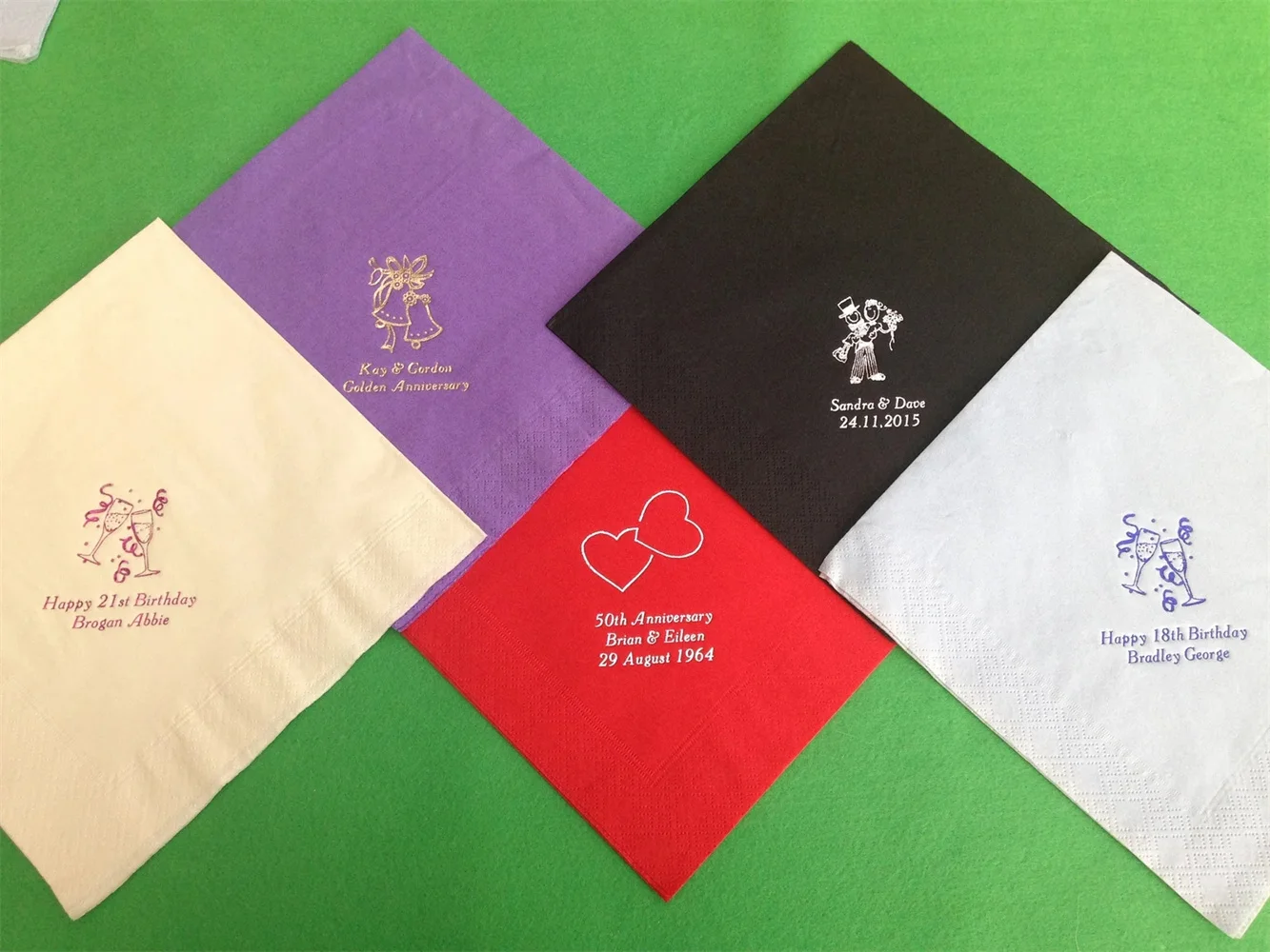 

50 Personalised Napkins / Serviettes Quality 3ply Wedding, Birthday, Anniversary, All Occasions