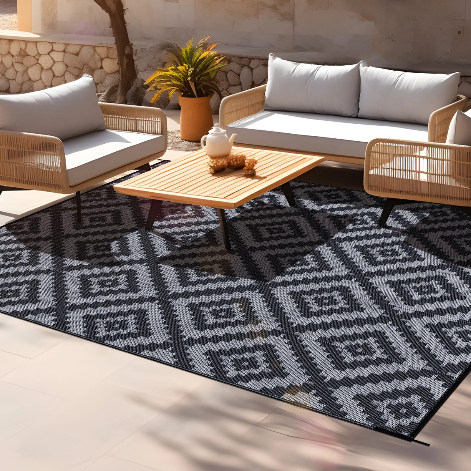 Waterproof Retro Geometry Floor Mat
