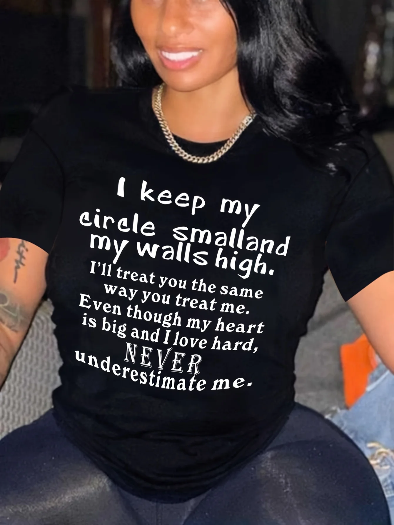 

Women's Casual Letter Print Crew Neck T-shirt - Short Sleeve Drop Shoulder Top
