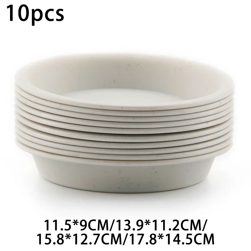 PP Round Succulent Plant Flower Pot Trays Planter Saucer Tray Flat-Side Watering Flowerpot Base 10pcs