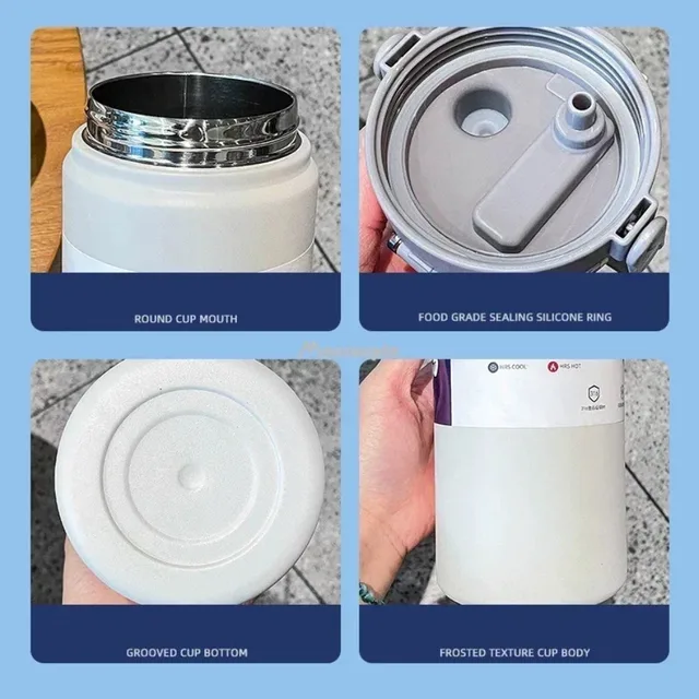 1200mL Large Capacity Thermo Bottle with Straw Stainless Steel Thermal Water Bottle Keep Cold and Hot Thermos Cup Vacuum Flask 6