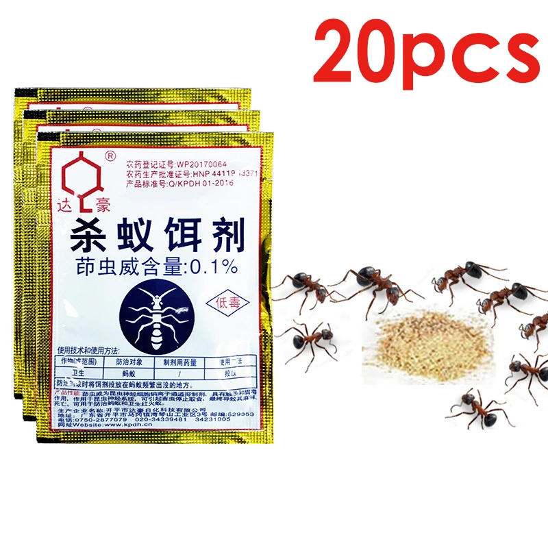 

20 Pieces Strong Clear Ant Bait Powder Yellow Black White Termites Ants Drug Medicine Effects Destroy Kill Nest Ant Bait