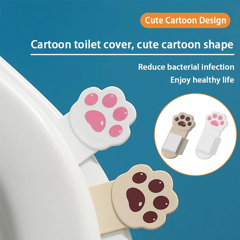 2/4 قطعة مقبض المرحاض الكرتون لطيف الإبداعية القط مخلب المرحاض رافع المضادة للانزلاق مقبض مريح العملي دائم غطاء المرحاض رافع