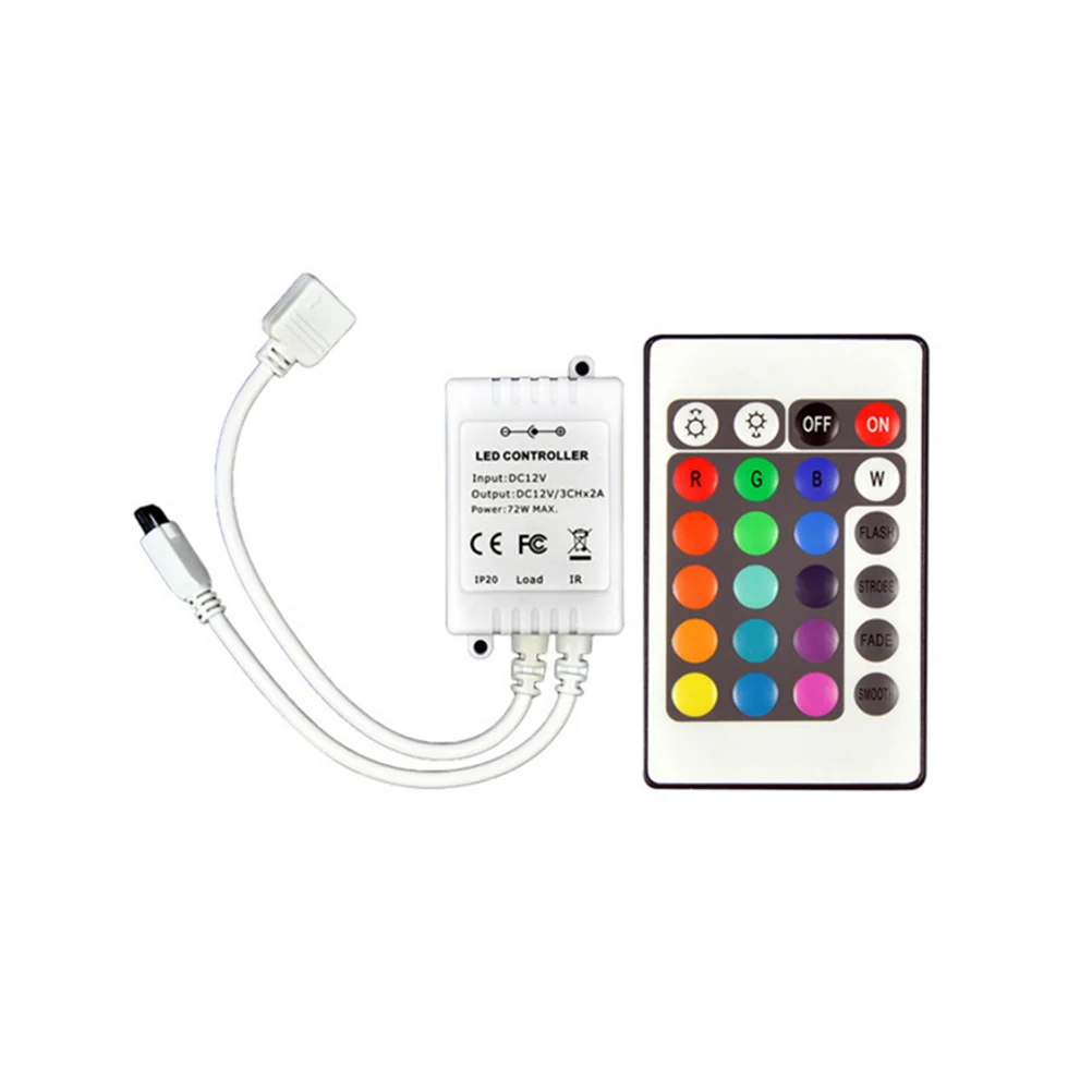 

24 Keys Led Remote Controller Dc12v IR 24 Keys RGB Remote Controller for SMD 5050 LED Strip Lights