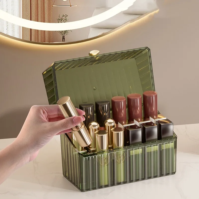 Acrylic Lipstick Organizer Box Makeup Brushes Holder Dustproof Cosmetic Skincare Eyeshadow Palette Home Desktop Storage Case 5