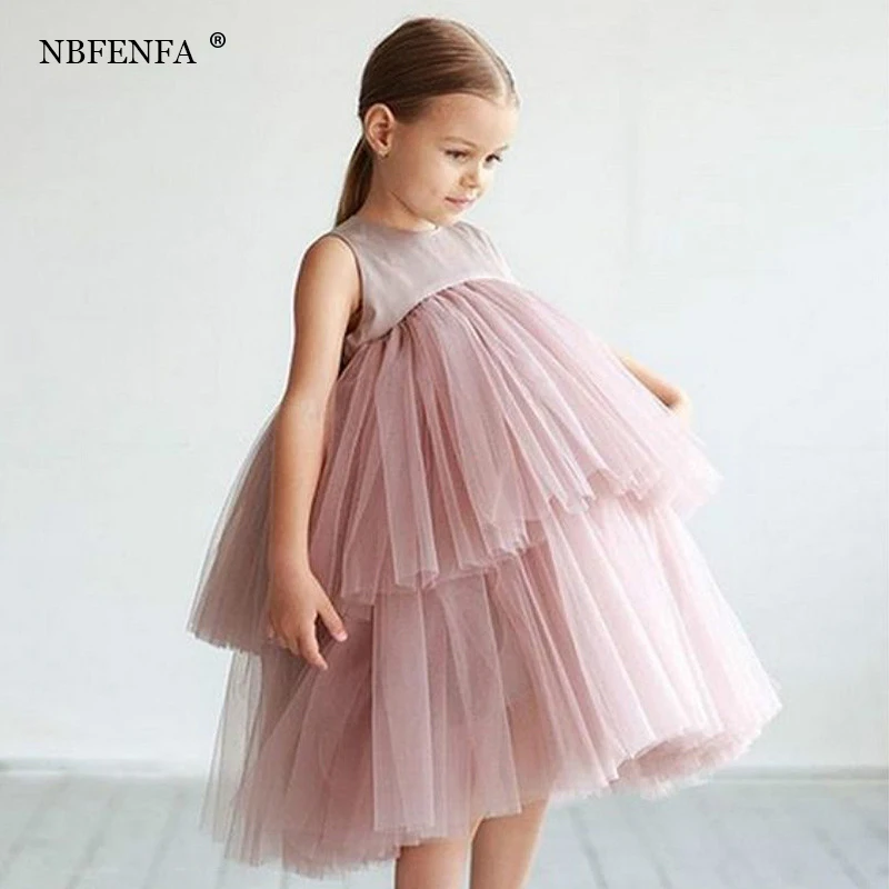 

Lace Wedding Sleeveless Guest Party Dresses for Flower Girl 2023 Summer Sleeveless Children Birthday Princess Ball Gown Dress