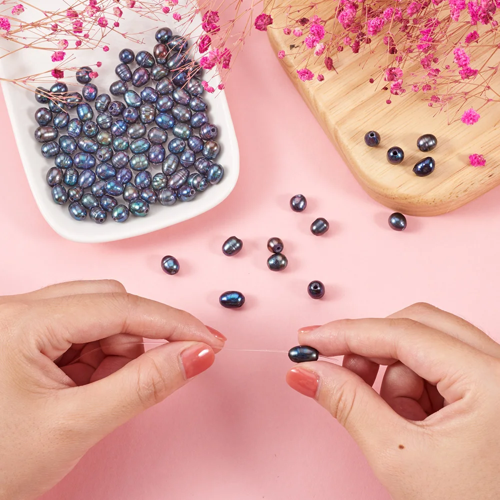 100pcs Natural Cultured Freshwater Pearl Beads Assorted Color Oval Large Hole Loose Pearl Beads DIY Summer Beach Jewelry Making