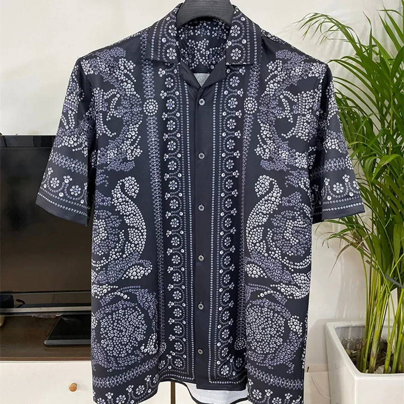 

New 2023 Summer Streetwear Hip Hop Fashion Ethnic RetroTop Hawaiian Beach Shirts European Print Shirt Camisa Floral Masculina