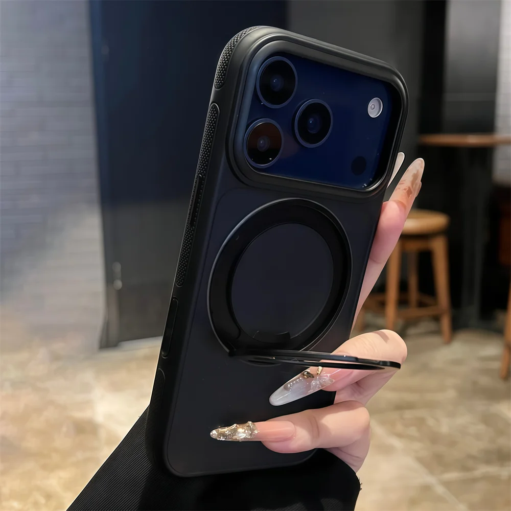Deluxe Magnetic Ring Foldable Phone Stand Case with Anti-Slip Armor Cover