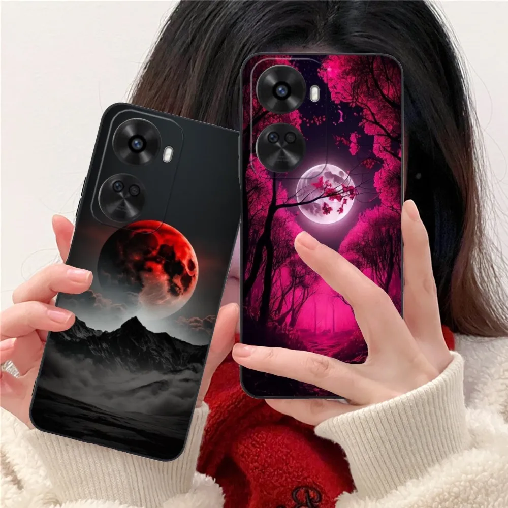 Luna Moon Mobile Cell Phone Case For Huawei Nova 12 11 10 9 8 7 Pro Se 5G Black Soft Phone Cover Funda
