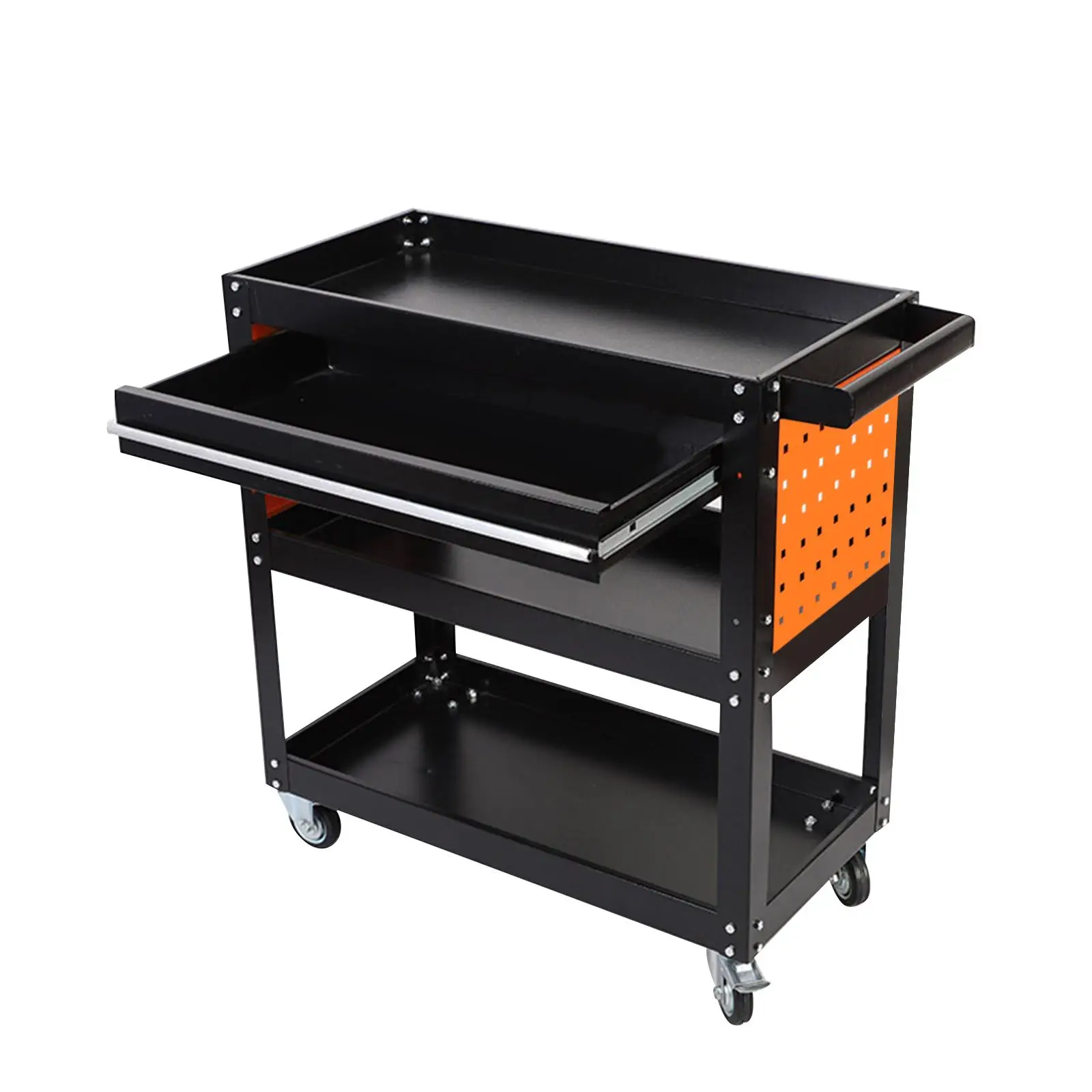 

3 Tier Rolling Tool Cart Storage Cart Utility with Wheels Multifunction Heavy Duty Service Cart for Repair Shop Warehouse Organi