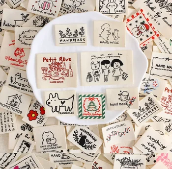 Etichette in Tessuto Personalizzate Fai-da-Te, Nuova Collezione con Simpatici Disegni di Piante e Cartoni Animati, Logo Nascosto per Identificazione del Marchio