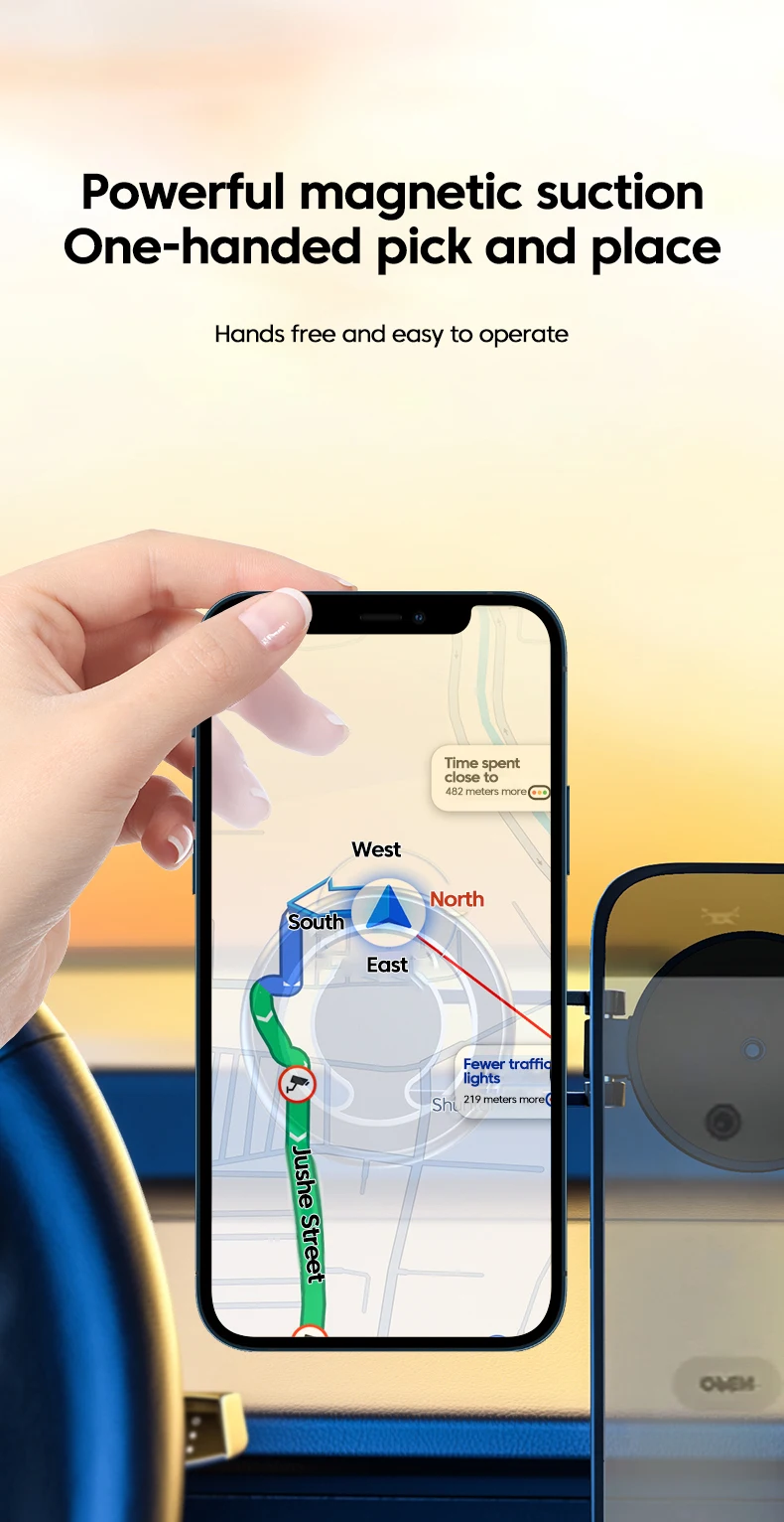 720° Rotate Magnetic Car Cell Phone Holder Magnet Mouth For iPhone 14 13 12 Pro MagSafe Car Holder Stand Smartphone GPS Bracket