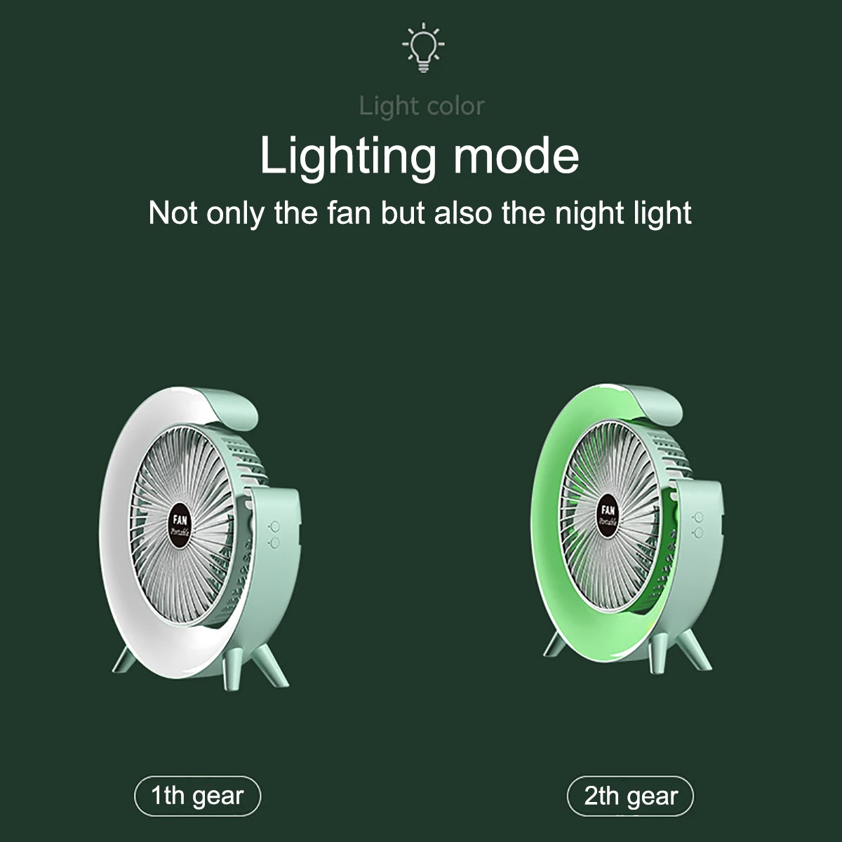 OREADEX Mini Portable Desk Fan Rotatable Fan with LED Night Light Home Office Bedroom Dormitory Summer USB Rechargeable Desk Fan