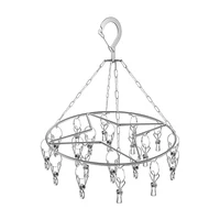 Sock Drying Rack with 20 Pegs Stainless Steel Sock Hanging Rack Swivel Wind-proof Laundry Drip Hanger Foldable Sock Hanger 1