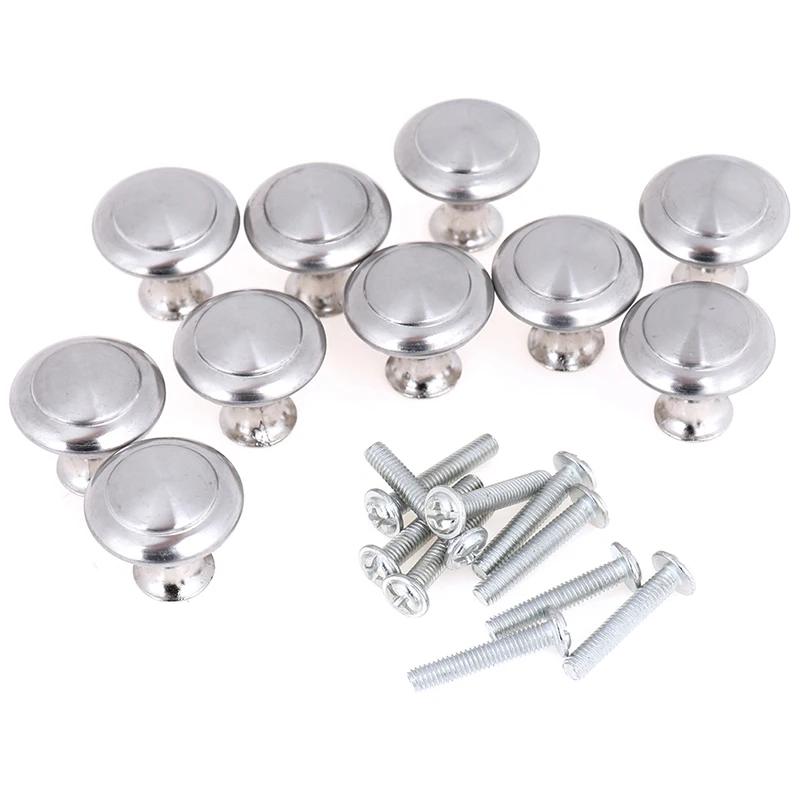 10pcs/set Round Cabinet Knobs Stainless Steel Drawer Knobs Kitchen Cupboard Pull Handles Furniture Hardware Accessory