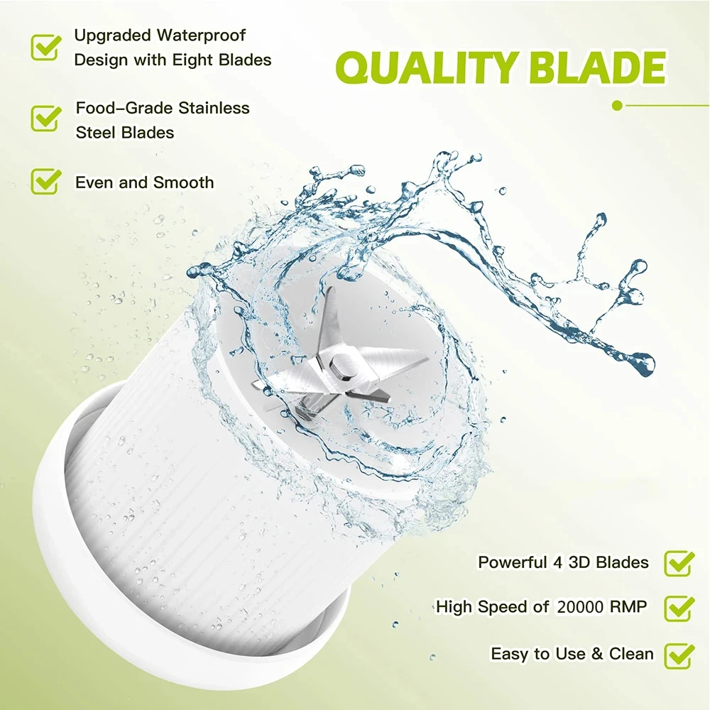 Fruit Blender Fruit Juicer Mini Fast Juice Juicer Fresh Fruits Mixer Smoothie Bottle Handheld 6-blade USB Rechargeable Multifunctional Fruit Blender