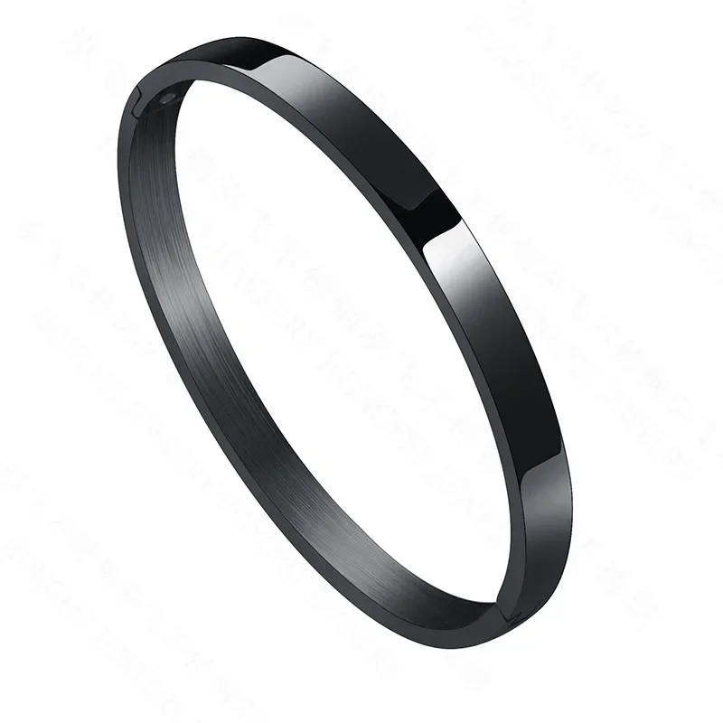 6MM Simple Woman's Bangles Cuff Stainless Steel Gold Rose  Black Blue Silver Color Bracelet Wristband Charm Jewelry 5