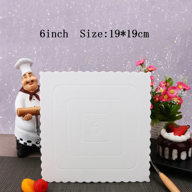 6inch 5pcs White Mousse Mat Bottom Square Cake Boards Round Dessert Cake Display Tray Biscuit Decoration Bottom Shop