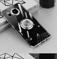 Clear Cover with Soft Transparent Back and Ring Stand for Aquos R9 Pro (Silver)