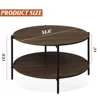 Round Coffee Table for Living Room, Small Coffee Table with Open Storage Shelf, 2-Tier Industrial Circle Wood Center Table 6