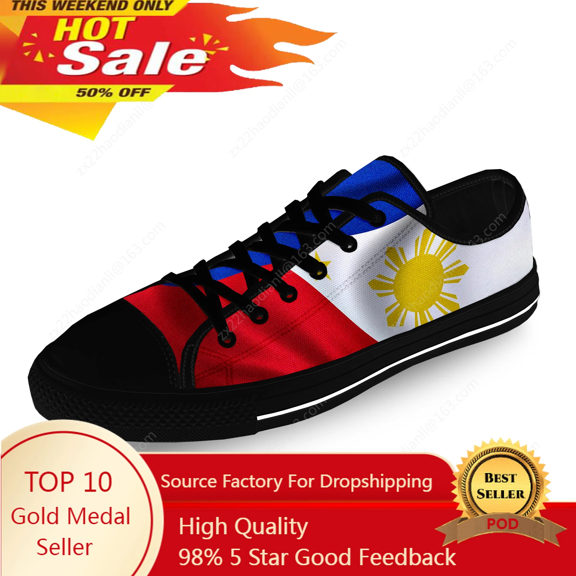 

Philippines Flag Fashion Popular Casual Cloth Fashion 3D Print Low Top Canvas Shoes Men Women Lightweight Breathable Sneakers