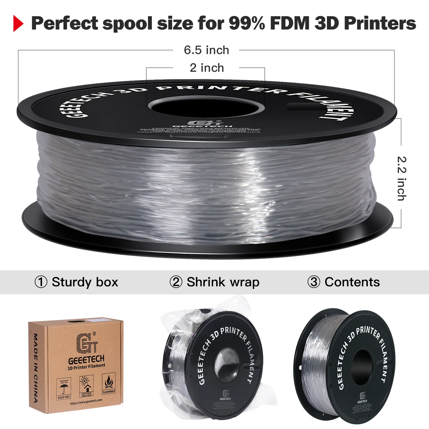 Flexible TPU 3D Printing Filament - 1KG Spool - 1.75mm Diameter - Fast International Shipping