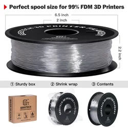 Flexible TPU 3D Printing Filament - 1KG Spool - 1.75mm Diameter - Fast International Shipping (Transparent)